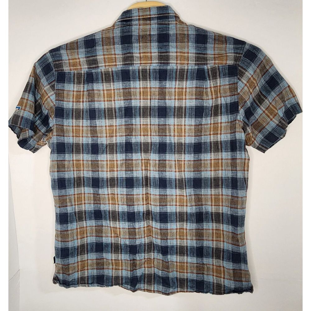 Kuhl Mens‎ Size XL Short Sleeve Plaid Linen/Cotton Button Up Camp Shirt - Picture 3 of 12